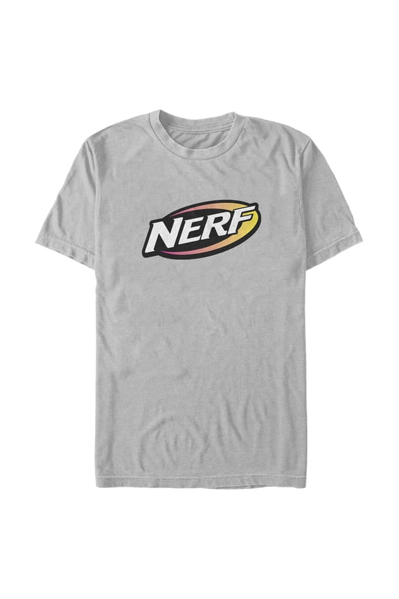 Men's Nerf Gradient Logo  Graphic Tee Silver Medium