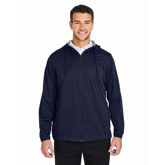 North End NE75 Men's Network Lightweight Jacket-Classic Navy Heather-3XL
