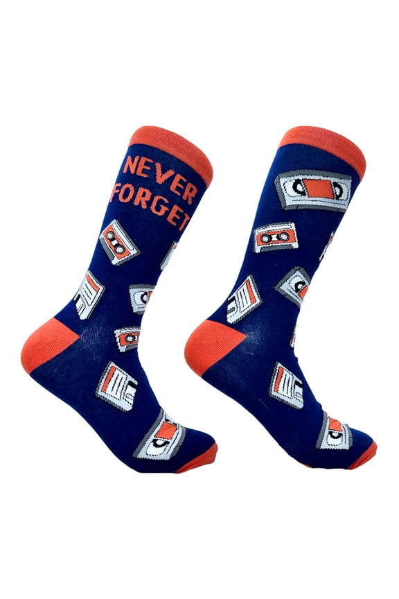 Men's Never Forget Me Socks Funny Retro VHS Tape Floopy Disk Old Tech Joke Footwear