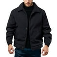 thumbnail image 1 of Men's New Casual Fashionable Comfortable Notch Collar Thin-Style Jacket, Black, Size XL, 1 of 4