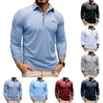 thumbnail image 1 of Men's New Casual Turn-Down Collar Breathable Button Long Sleeve Shirt, Polo Style Top for Spring Fall Smart Casual,Dark Blue,2XL, 1 of 6
