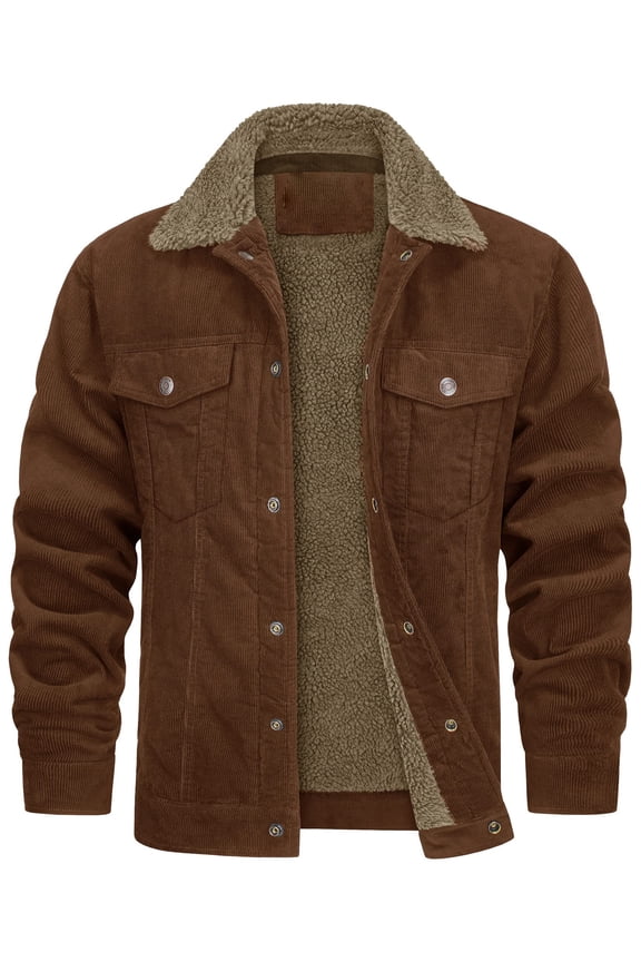 Men's New Corduroy Jacket, Lined Casual Loose Fit Trucker Coat with Multiple Colors Sizes S-XXL for Fall Winter