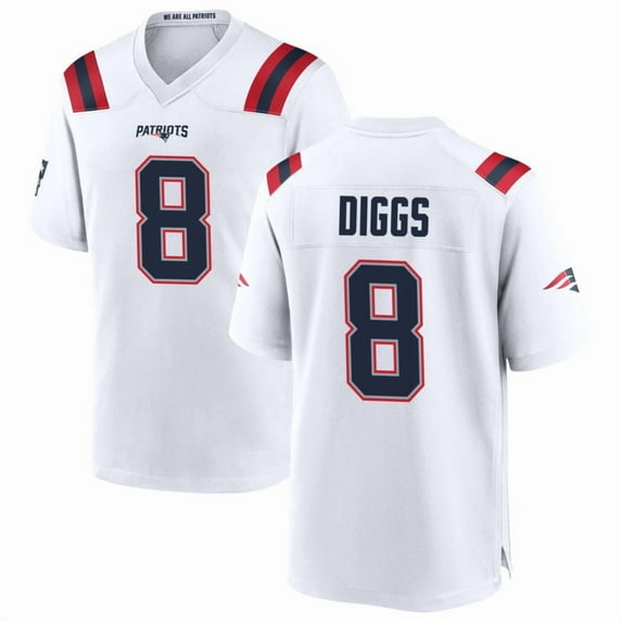 Men's New England Diggs 8 White Stitched T-Shirts Sports Player Game Top, Large
