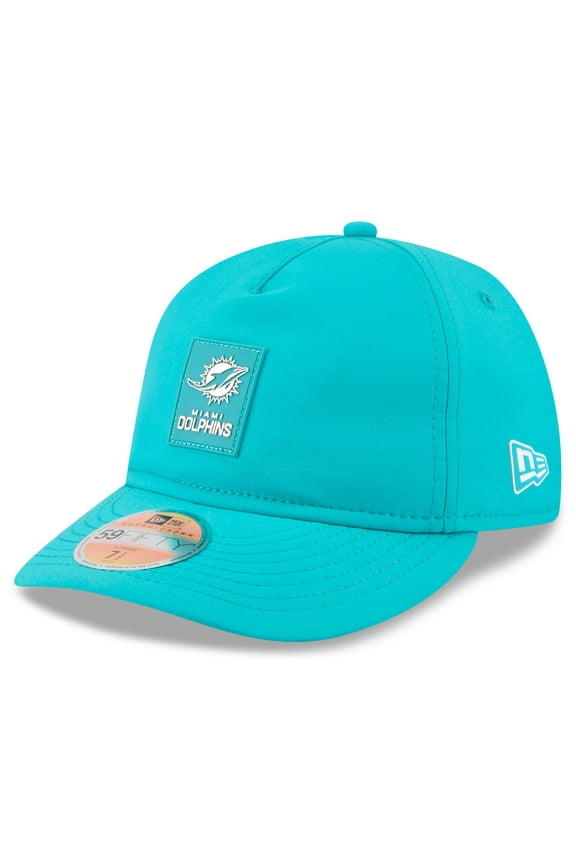 Men's New Era Aqua Miami Dolphins 2025 Sideline  Retro Crown 59FIFTY Fitted Hat