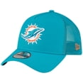 thumbnail image 1 of Men's New Era Aqua Miami Dolphins  A-Frame Trucker 9FORTY Adjustable Hat, 1 of 6