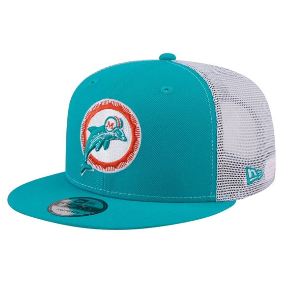 Men's New Era  Aqua Miami Dolphins Core Team 9FIFTY Trucker Snapback Hat