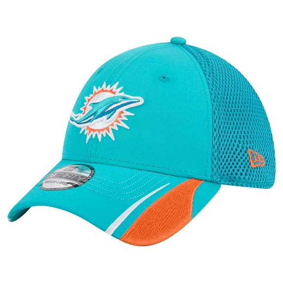Men's New Era  Aqua Miami Dolphins Game Day Linear 39THIRTY Flex Hat