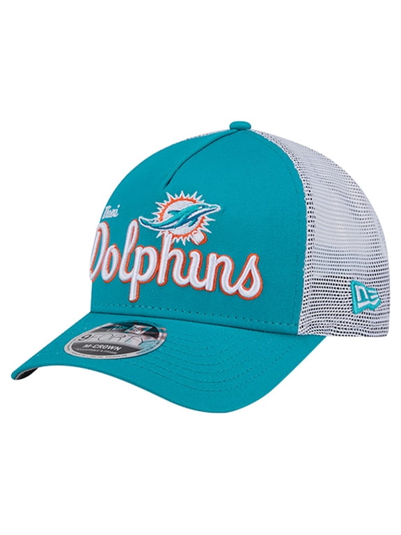 Men's New Era Aqua Miami Dolphins Side Lines 9FORTY Adjustable Hat