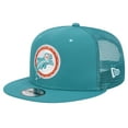 thumbnail image 1 of Men's New Era Aqua Miami Dolphins Throwback Main Trucker 9FIFTY Snapback Hat, 1 of 6