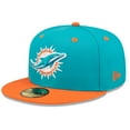 thumbnail image 1 of Men's New Era  Aqua/Orange Miami Dolphins Flipside 2Tone 59FIFTY Fitted Hat, 1 of 6