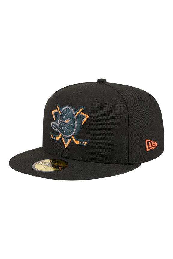 Men's New Era Black Anaheim Ducks Color Pop 59FIFTY Fitted Hat