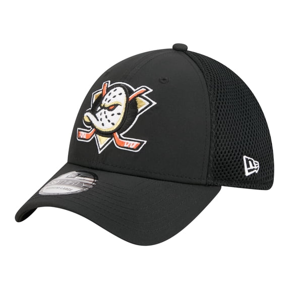 Men's New Era Black Anaheim Ducks Logo 39THIRTY Flex Hat
