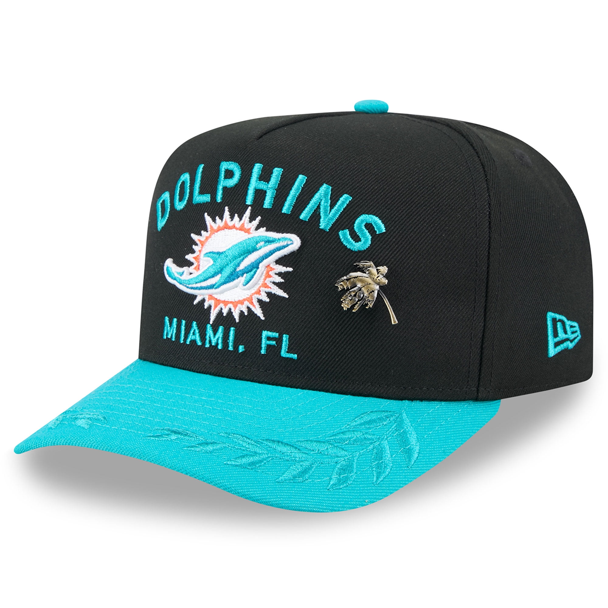 Men's New Era Black/Aqua Miami Dolphins 2025 NFL Draft On Stage A