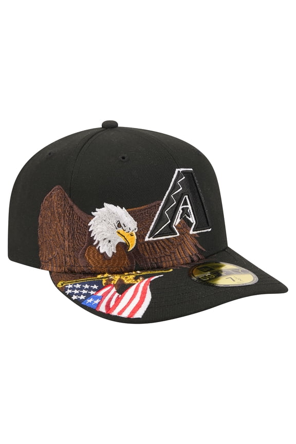 Men's New Era Black Arizona Diamondbacks Americana Bald Eagle Pre-Curved 59FIFTY Fitted Hat