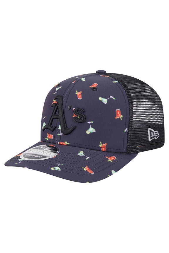 Men's New Era Black Athletics Adventure Drinks Pattern 9SEVENTY Stretch-Snap Hat