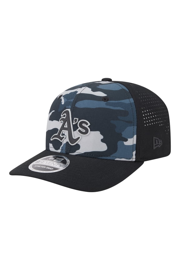 Men's New Era Black Athletics Tonal Camo 9SEVENTY Stretch-Snap Hat
