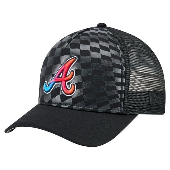 Men's New Era Black Atlanta Braves Gradient 9FORTY A-Frame M-Crown Trucker Adjustable Hat