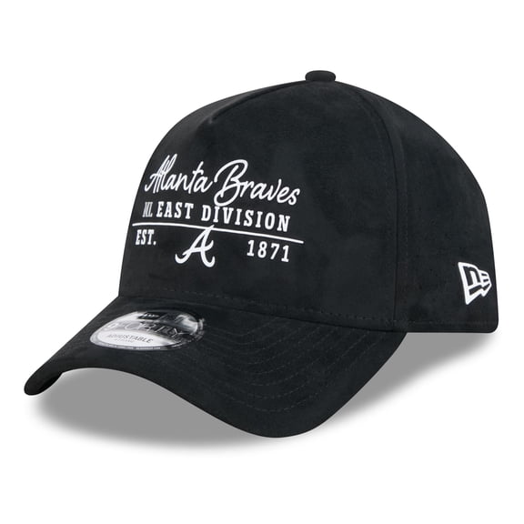 Men's New Era Black Atlanta Braves Script Text 9FORTY A-Frame Adjustable Hat