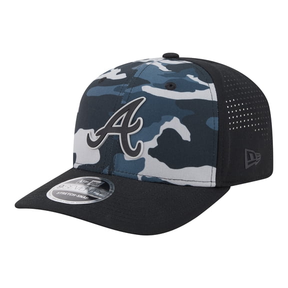 Men's New Era Black Atlanta Braves Tonal Camo 9SEVENTY Stretch-Snap Hat
