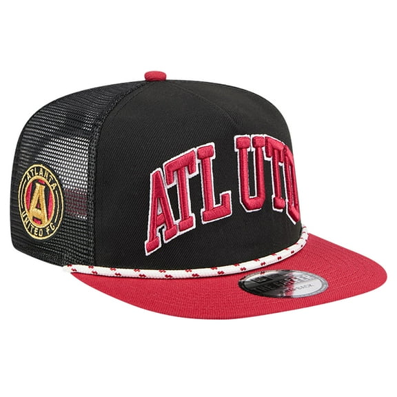 Men's New Era Black Atlanta United FC Throwback Golfer Snapback Hat