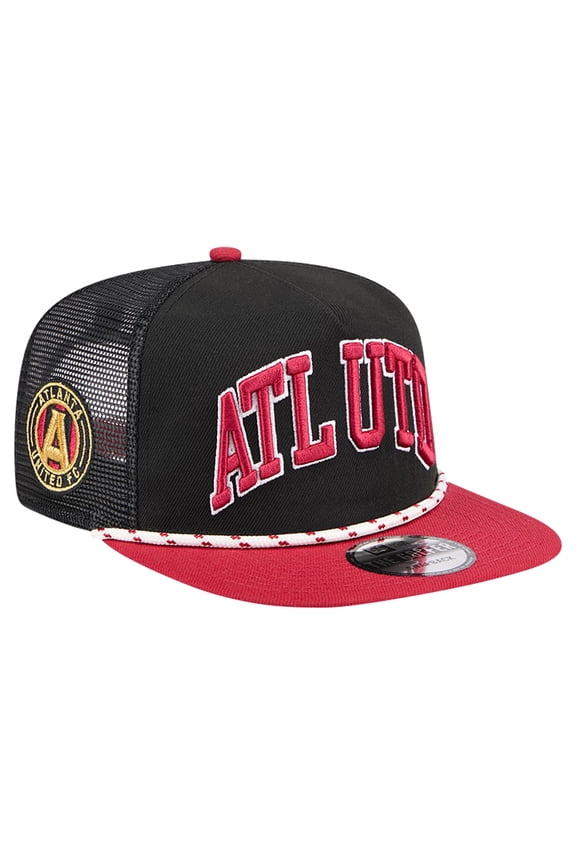 Men's New Era Black Atlanta United FC Throwback Golfer Snapback Hat