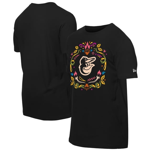 Men's New Era Black Baltimore Orioles D-a de los Muertos T-Shirt