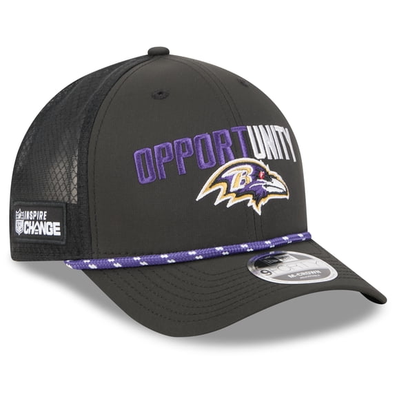 Men's New Era Black Baltimore Ravens 2025 Inspire Change 9FORTY M-Crown Adjustable Hat