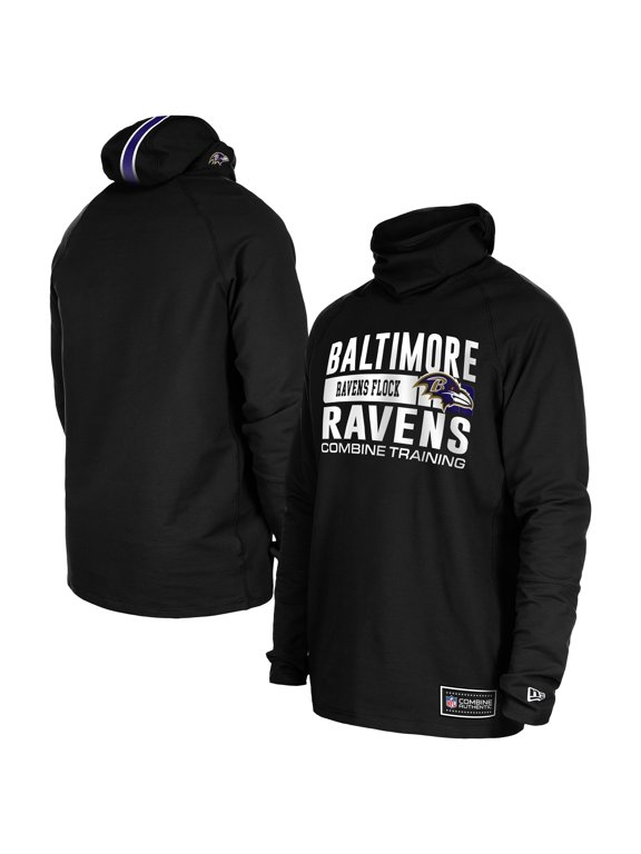 Men's New Era Black Baltimore Ravens Functional Fandom Balaclava Helmet Stripe Tri-Blend Hoodie
