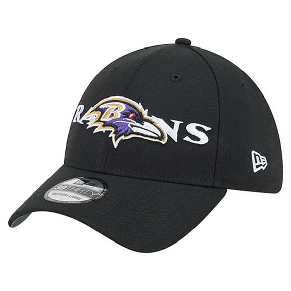 Men's New Era Black Baltimore Ravens Overlap Logo 39THIRTY Stretch Fit Hat