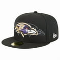 thumbnail image 1 of Men's New Era Black Baltimore Ravens Tri-Hit 59FIFTY Fitted Hat, 1 of 5