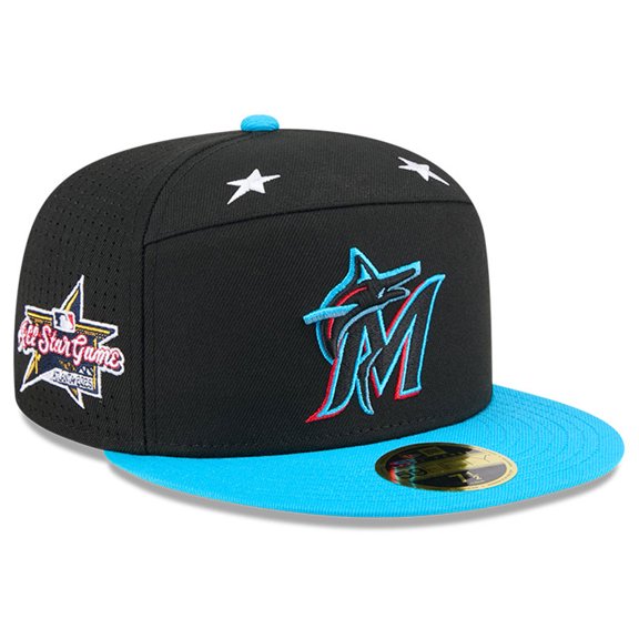 Men's New Era Black/Blue Miami Marlins 2025 MLB All-Star Game Side Patch 59FIFTY Fitted Hat