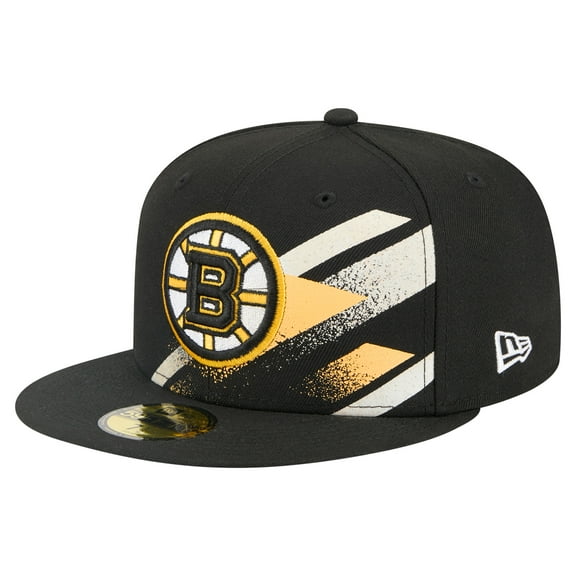 Men's New Era Black Boston Bruins Faded Lines 59FIFTY Fitted Hat