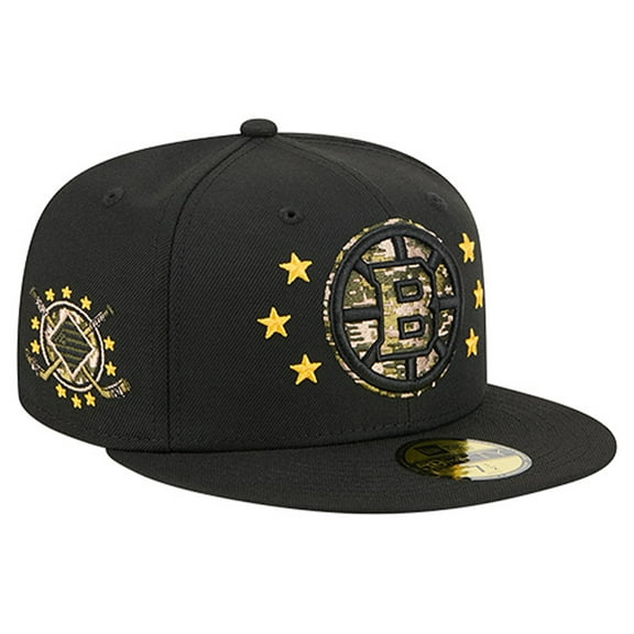 Men's New Era Black Boston Bruins Military Appreciation Digital Camo Stars 59FIFTY Fitted Hat