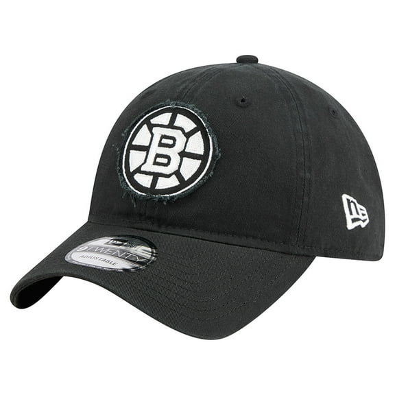 Men's New Era Black Boston Bruins Stamp Fabric Applique 9TWENTY Adjustable Hat