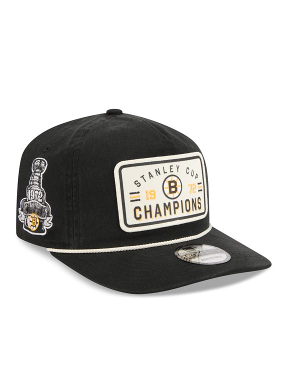 Men's New Era Black Boston Bruins Throwback Stanley Cup Champions Side Patch 19TWENTY Adjustable Hat