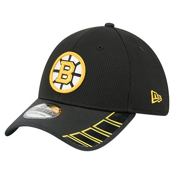 Men's New Era Black Boston Bruins Visor Hit 39THIRTY Flex Hat