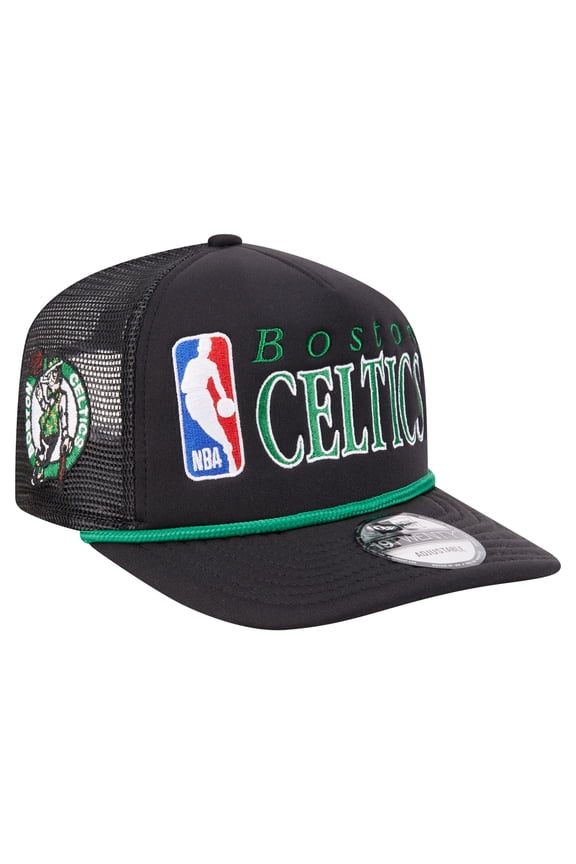 Men's New Era Black Boston Celtics Team Logo Foam Front 19TWENTY A-Frame Trucker Adjustable Hat