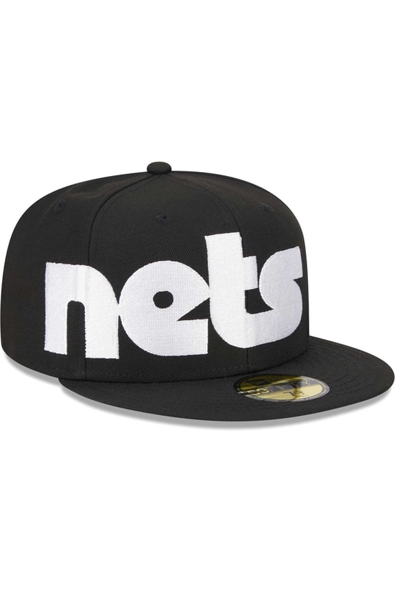 Men's New Era Black Brooklyn Nets Checkerboard UV 59FIFTY Fitted Hat