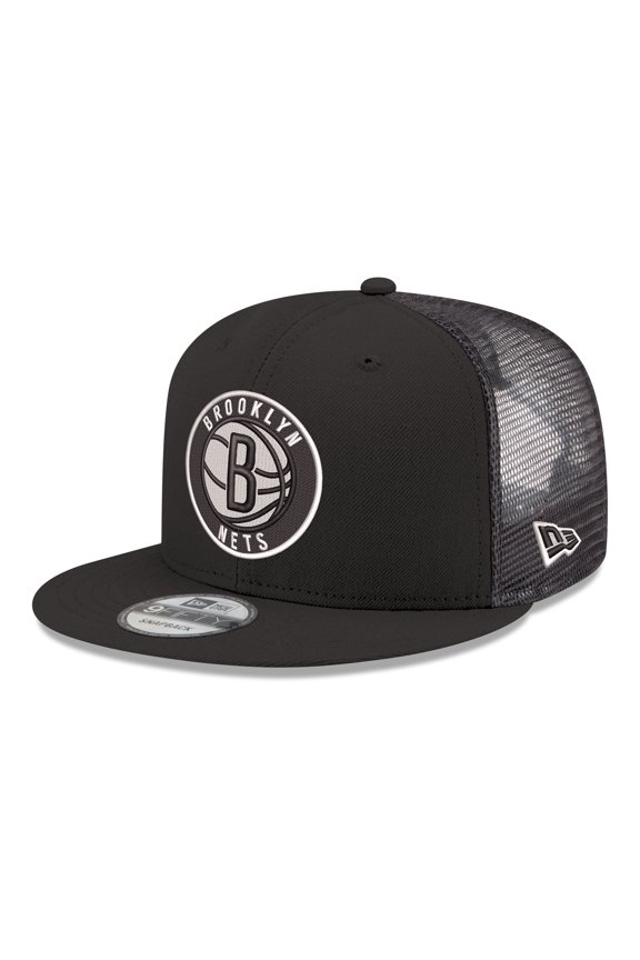 Men's New Era Black Brooklyn Nets Core Logo Meshback 9FIFTY Snapback Hat
