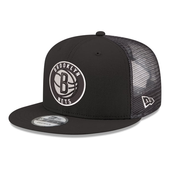 Men's New Era Black Brooklyn Nets Core Logo Meshback 9FIFTY Snapback Hat