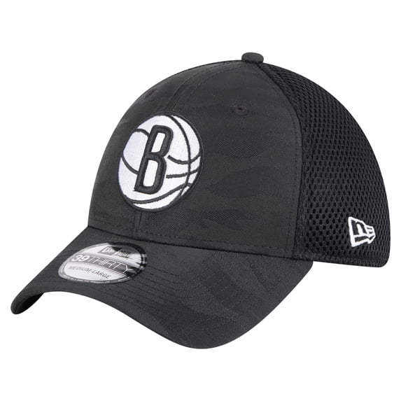Men's-New Era Black Brooklyn Nets Subtle Camo 39THIRTY Flex Hat