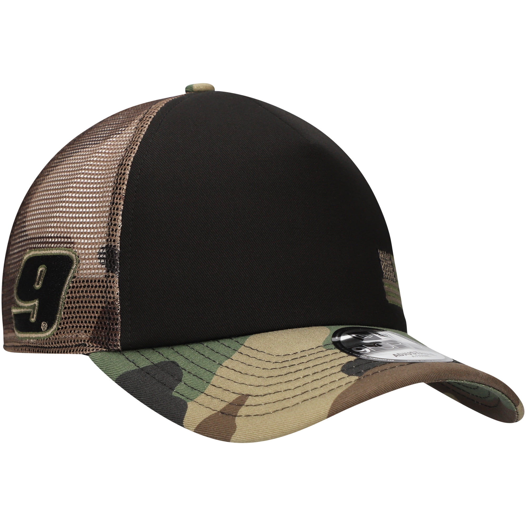 Men's New Era Black/Camo Chase Elliott Trucker 9FORTY Adjustable