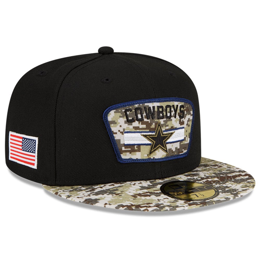 Men's New Era Black/Camo Dallas Cowboys 2021 Salute To Service 59FIFTY Fitted Hat - image 1 of 5