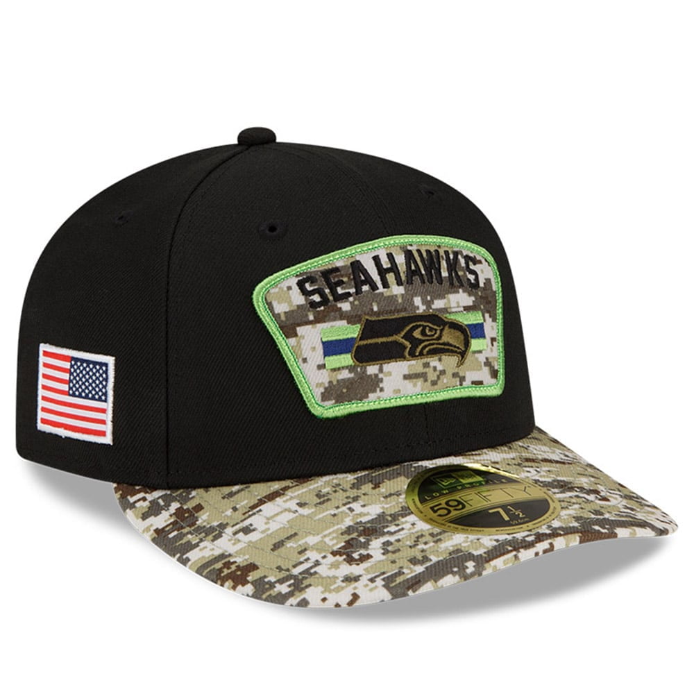 : New Era Men's Black/Camo Seattle Seahawks 2021 Salute to  Service Low Profile 59FIFTY Fitted Hat : Sports & Outdoors