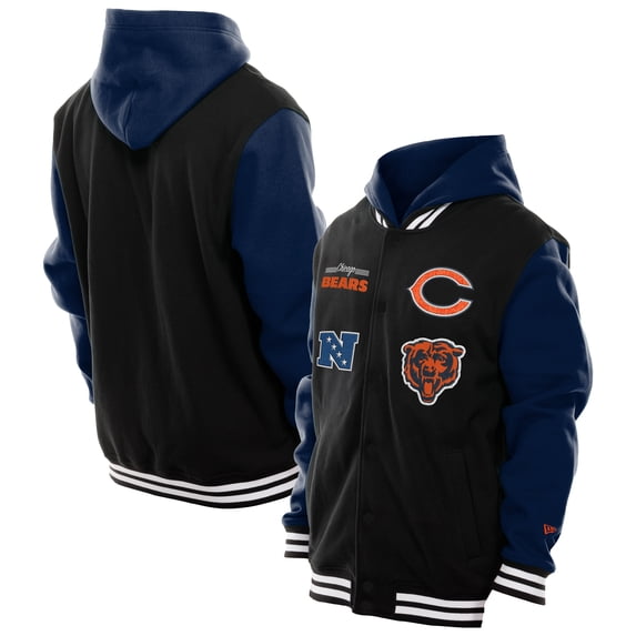 Men's New Era Black Chicago Bears Full-Snap Fleece Hoodie Jacket