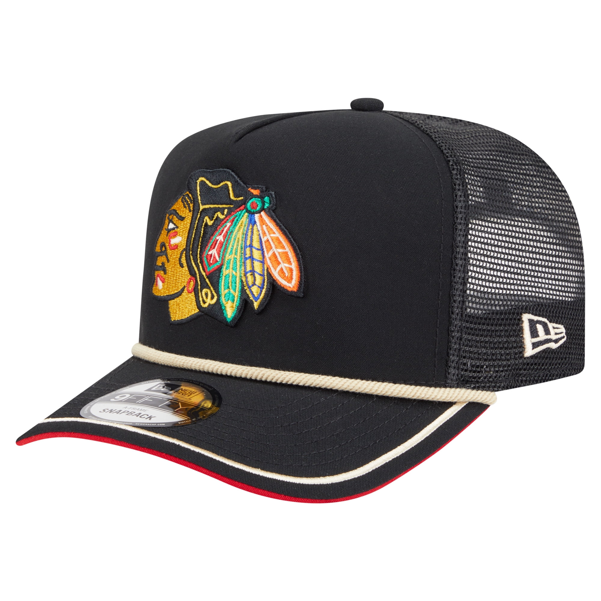 Men's New Era Black Chicago Blackhawks Vintage Team Rope A-Frame 9FIFTY ...