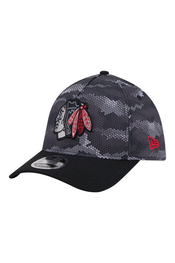 Men's New Era Black Chicago Blackhawks Zero Dark 39THIRTY Flex Hat
