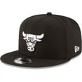 thumbnail image 1 of Men's New Era Black Chicago Bulls Black & White Logo 9FIFTY Adjustable Snapback Hat, 1 of 5