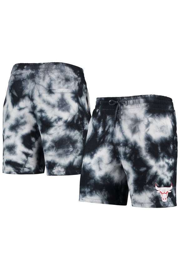 Men's New Era Black Chicago Bulls Fleece Tie-Dye Shorts