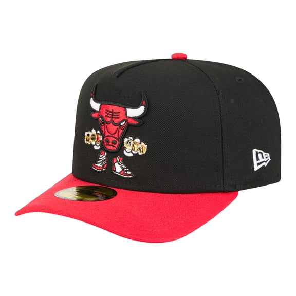 Men's New Era  Black Chicago Bulls Injection Cartoon Logo A-Frame 59FIFTY Fitted Hat